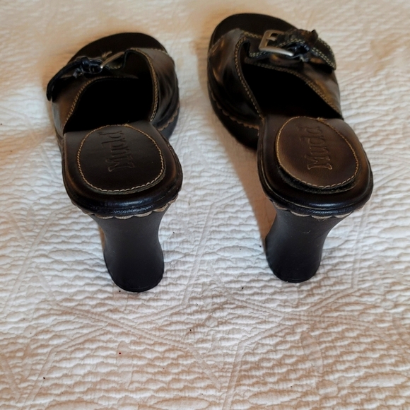 Mudd Open Toe Buckle Mule Heels 4" Women's Color Black Size 10 Used - Picture 6 of 8